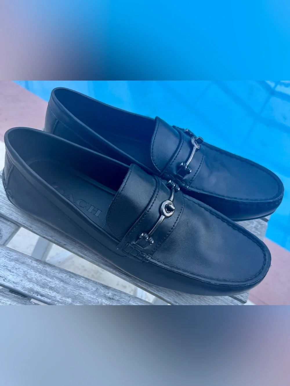 Coach Mott Driver Loafers Black Leather FG2984 Mens Size 11.5D~NEW